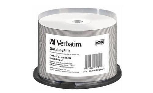 Verbatim DataLifePlus Professional - 50 x DVD+R DL - 8.5 Go 8x - surface imprimable thermique large - spindle