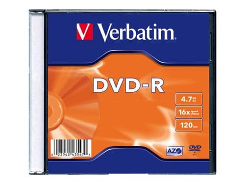 Verbatim - DVD-R - 4.7 Go 16x - argent mat - boîtier CD étroit