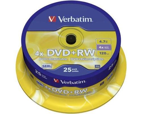 Verbatim - 25 x DVD+RW - 4.7 Go 4x - argent mat - spindle