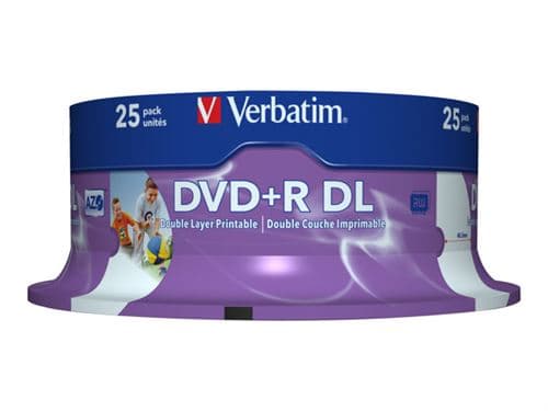 Verbatim - 25 x DVD+R DL - 8.5 Go 8x - surface imprimable large - spindle