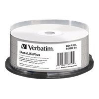 Verbatim DataLifePlus - 25 x BD-R - 50 Go 6x - blanc - surface imprimable thermique large - spindle