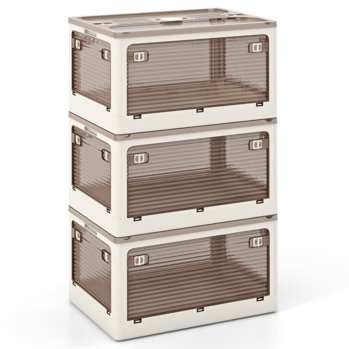 Lot de 3 Bacs de Rangement Empilables avec Couvercles de 132L Boîte de Rangement Mobile et Pliable e